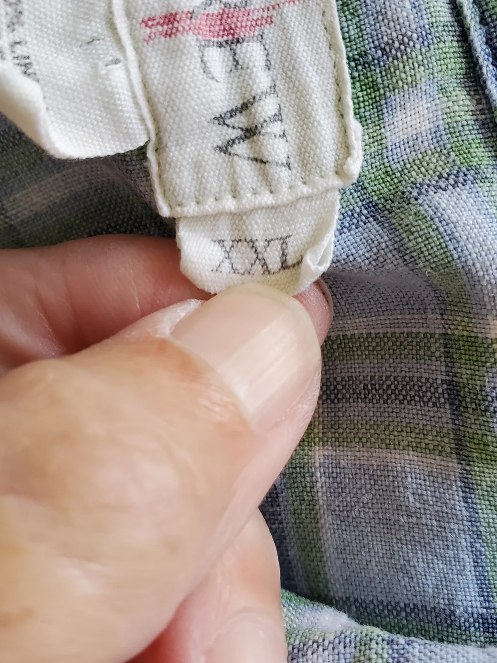 Vtg. J. Crew Blue and Green Plaid Linen Shirt.  Size XXL
